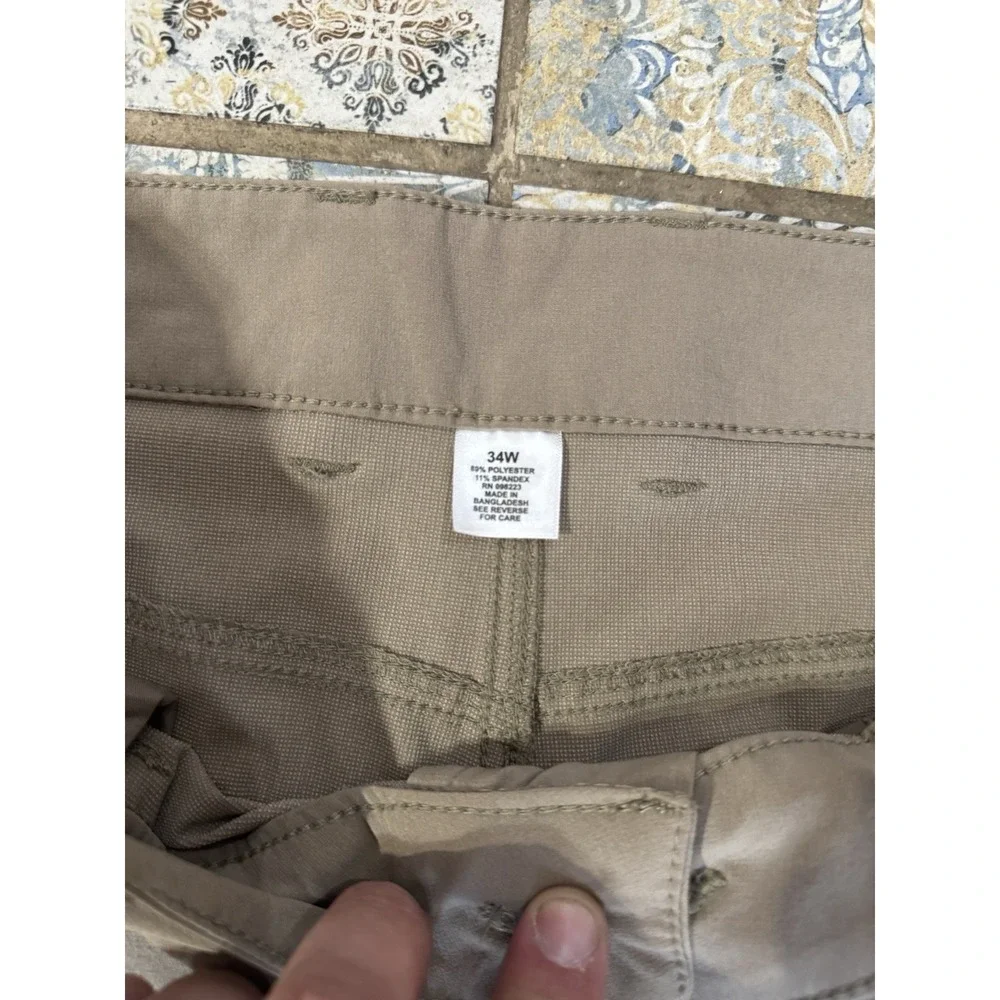 Men's Pants: Magellan 34x30stain release, khaki tan, cotton, used excell. cond.